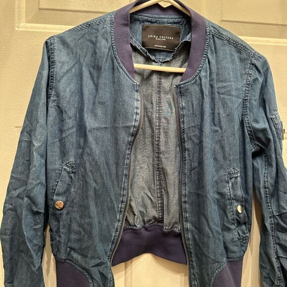 2/$15 Akira Chicago Black Label Dark Wash Denim style jacket - Picture 1 of 3